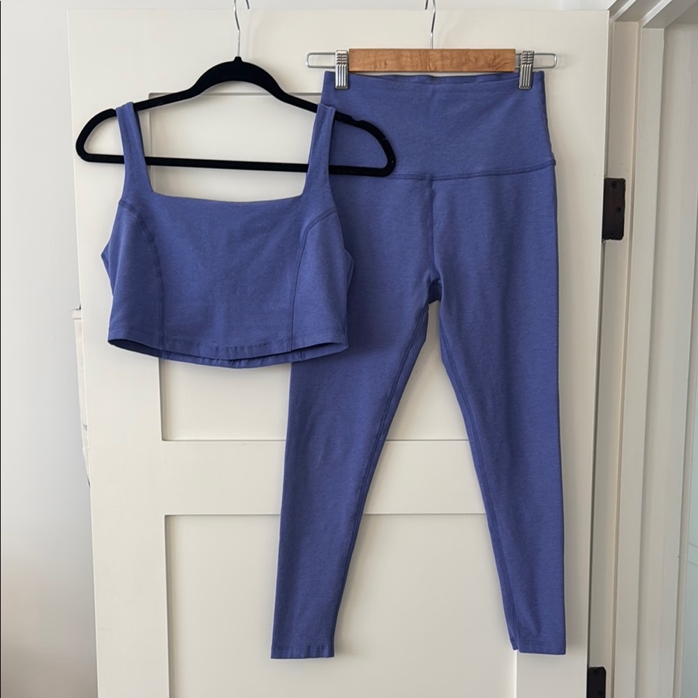 Beyond Yoga Periwinkle Crop Tank and High-Waist Leggings Set
